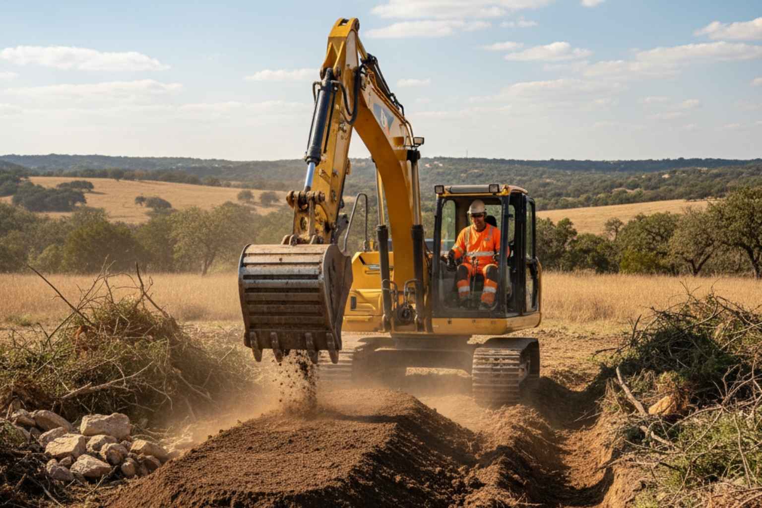 Ranch Road Construction In Kerrville Texas 4 crown and ditch in kerrville texas