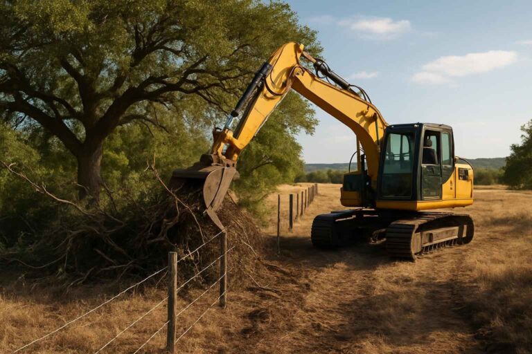 tree and brush fence clearing in doss texas