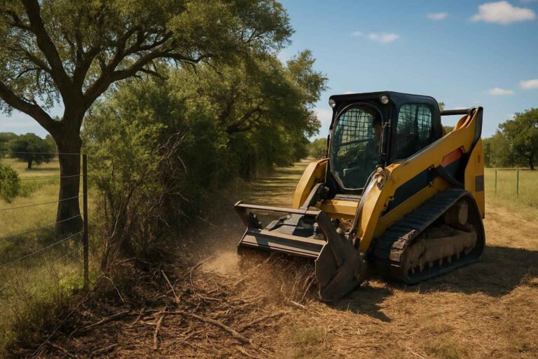 tree and brush fence clearing in blanco texas