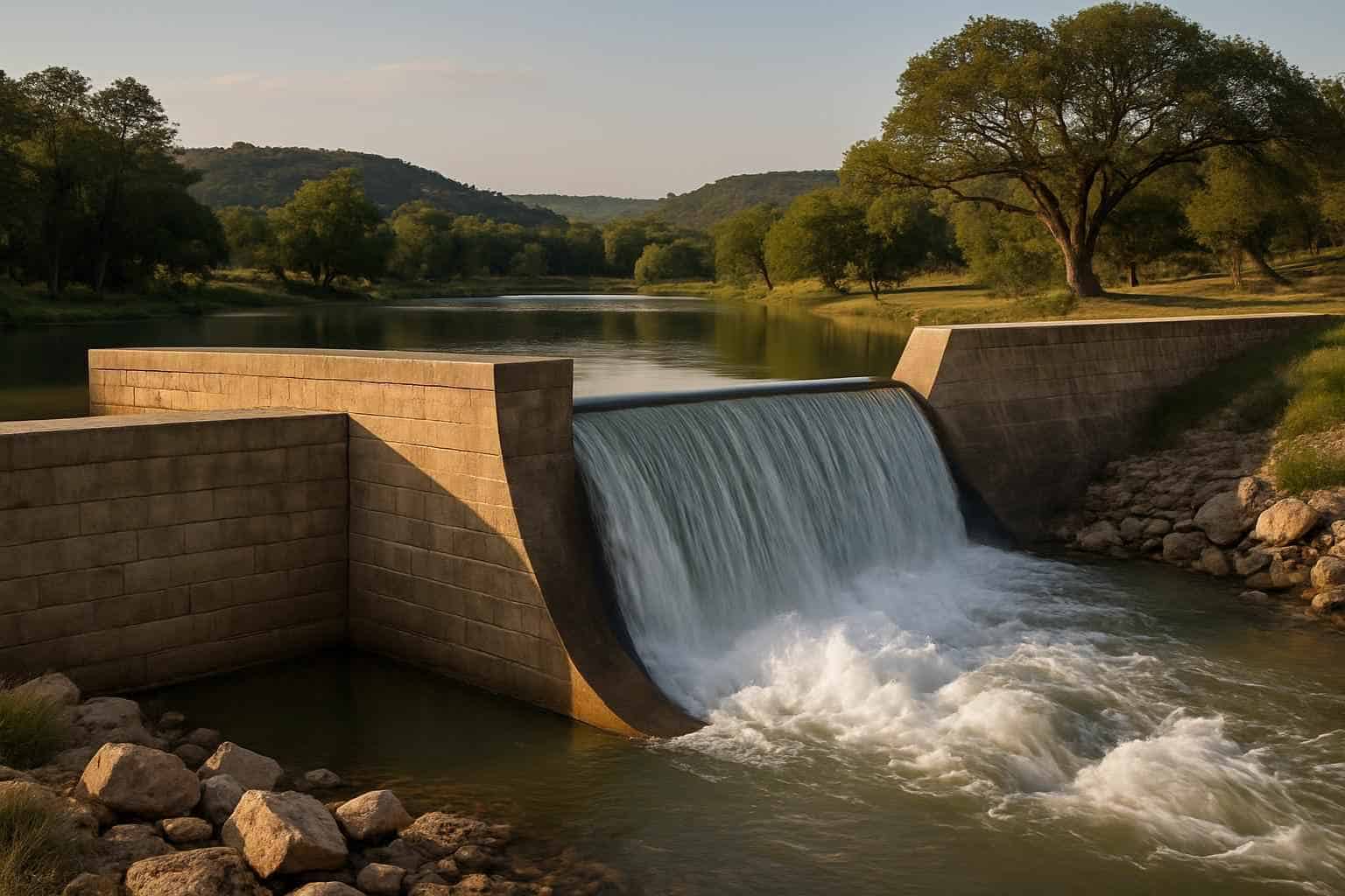 dam and spillway build in hunt texas