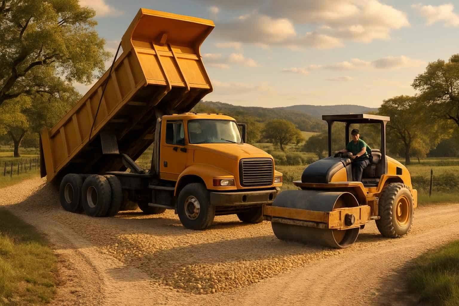 gravel road building in hunt texas