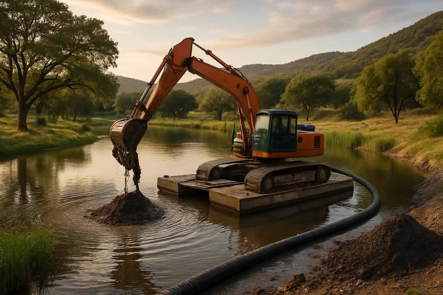 pond dredging and silt removal in hunt texas