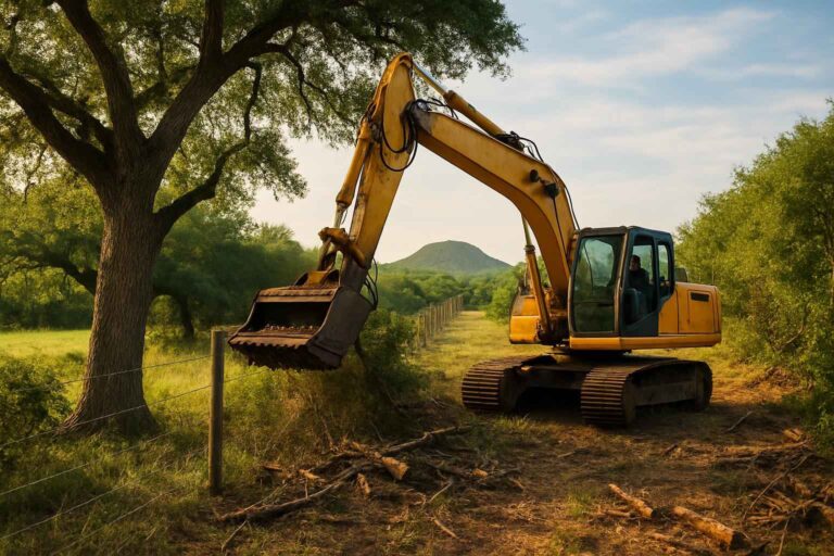 tree and brush fence clearing in round mountain texas