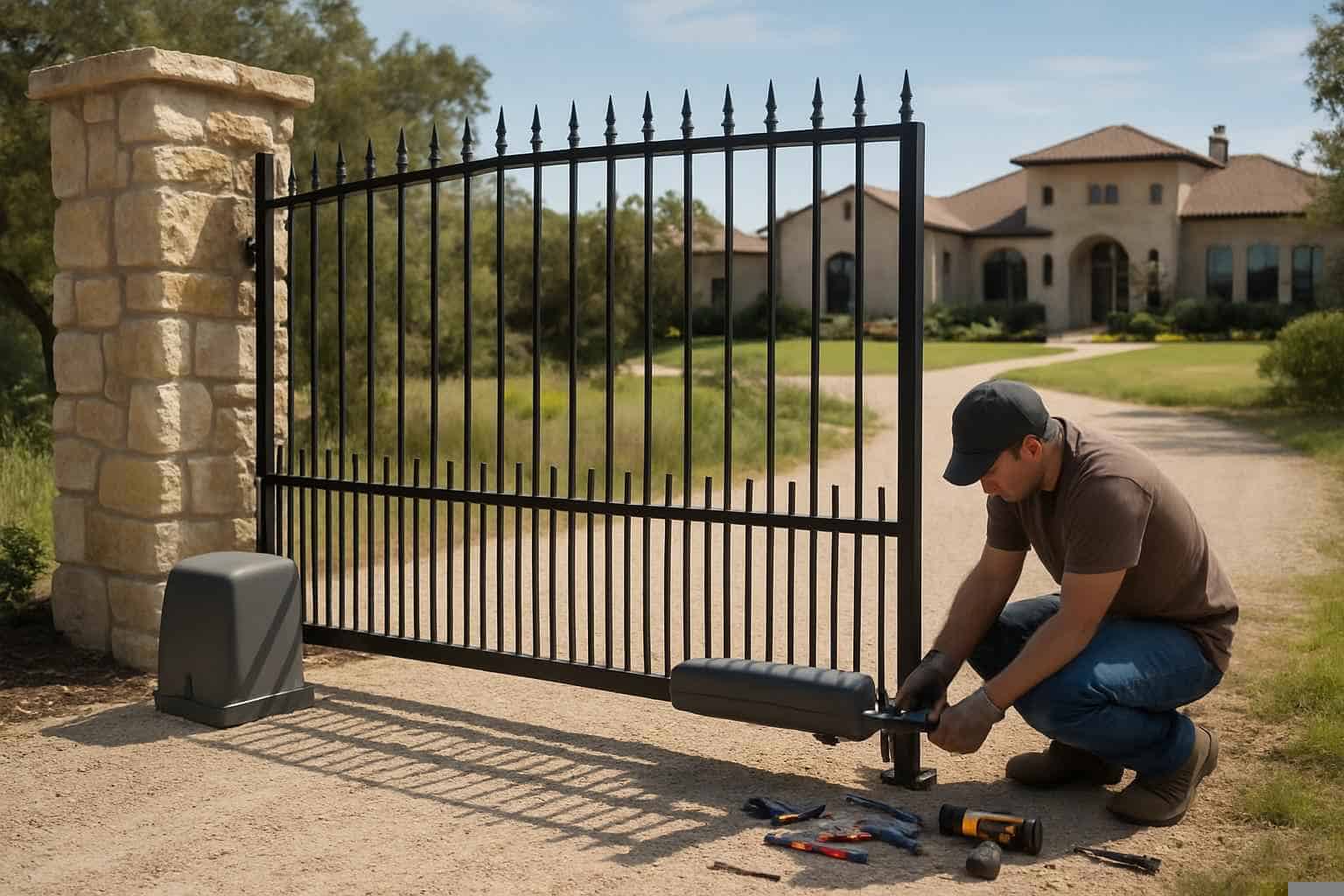 Gates And Cattle Guards In Marble Falls Texas 6 Automatic Gate Opener Prep in Marble Falls Texas