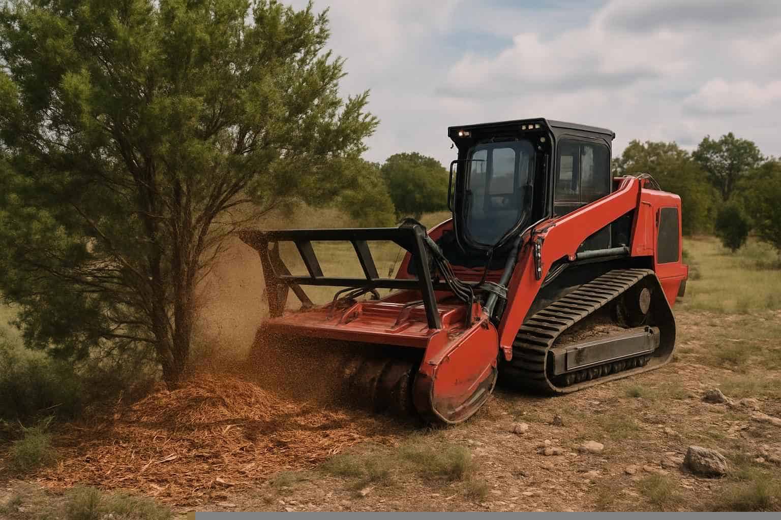 Cedar Eating Mulching in Marble Falls Texas