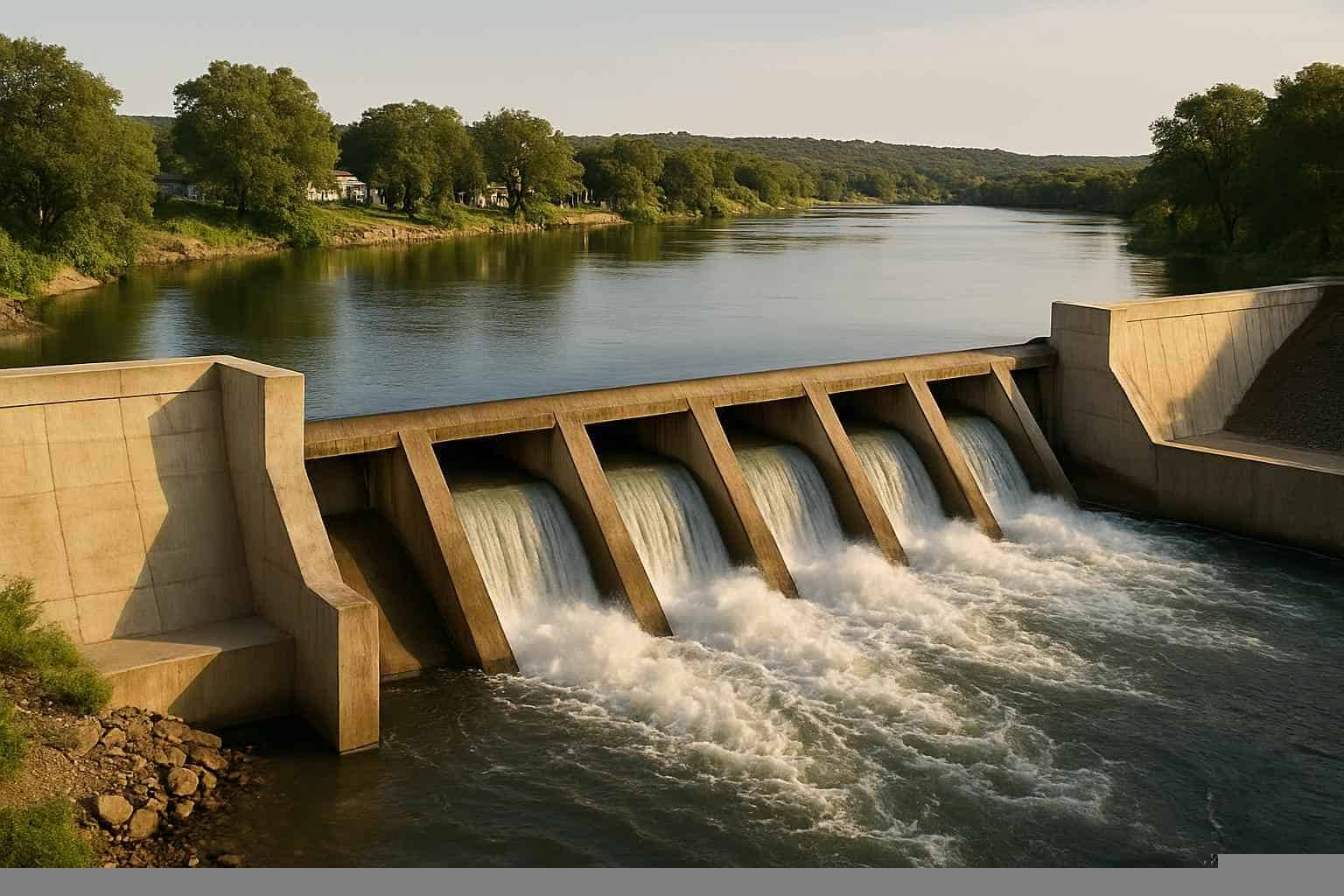 Dam And Spillway Build In Cottonwood Shores Texas