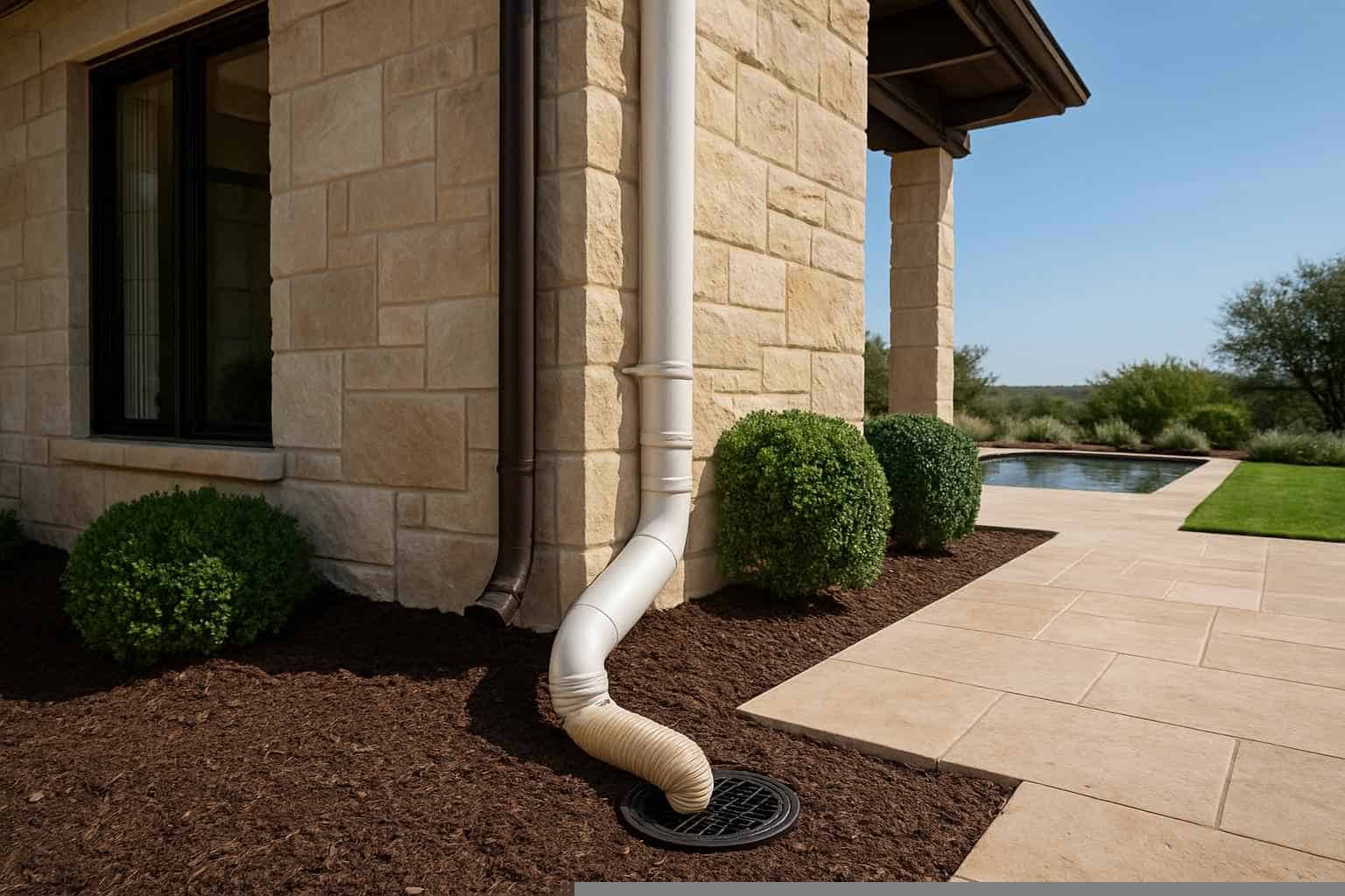 Downspout Drainage Tie Ins in Marble Falls Texas