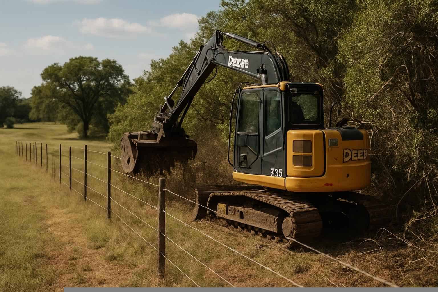 Brush Clearing In Pontotoc Texas 3 Fence Line Brush Clearing in Pontotoc Texas