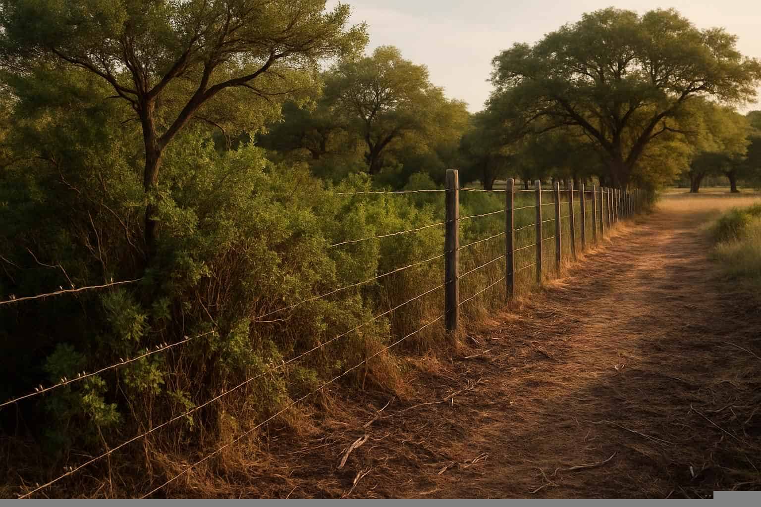 Fence Line Underbrush in Burnet Texas