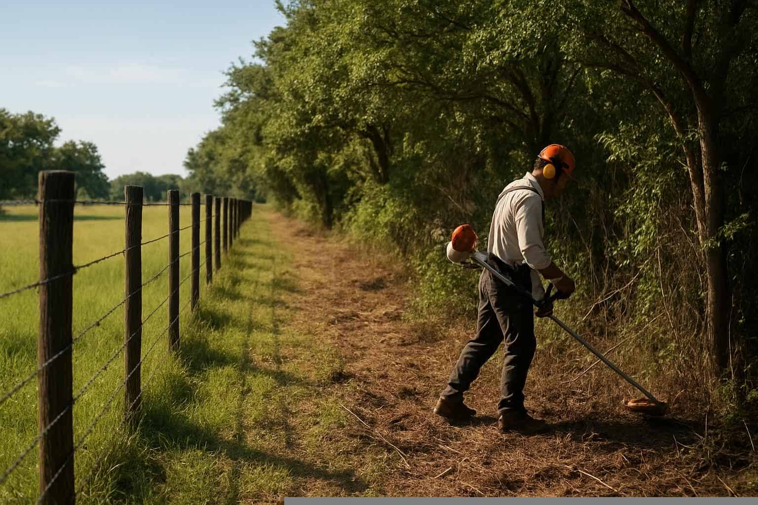 Fence Line Underbrush in Marble Falls Texas
