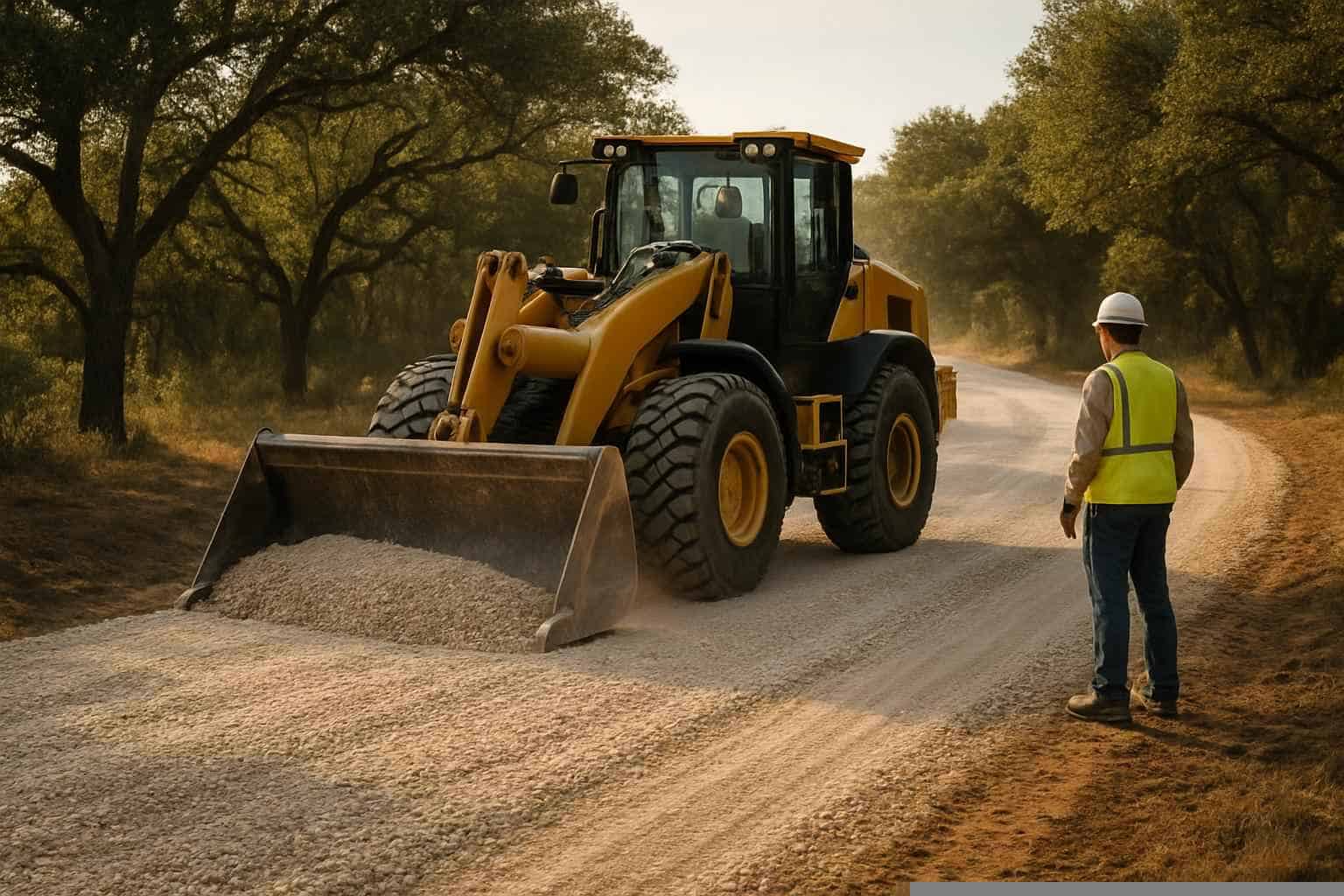 Gravel Road Building in Fischer Texas