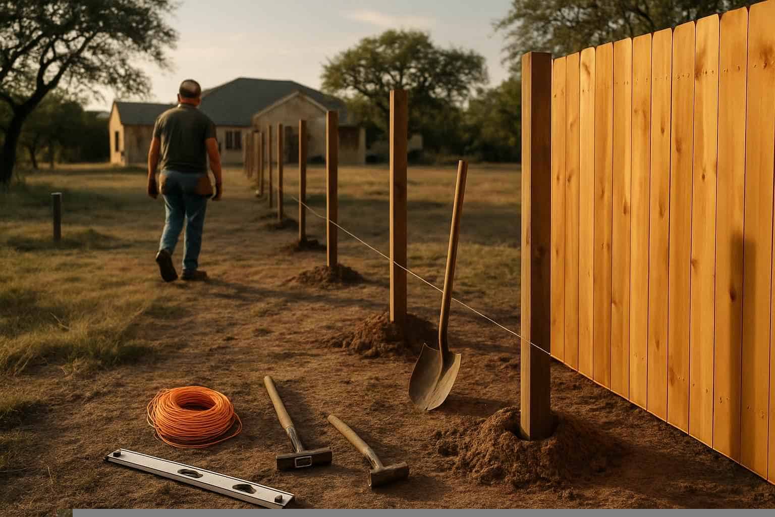 New Fence Installation Prep in Fischer Texas
