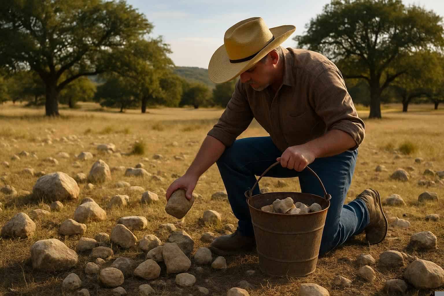 Pasture Rock Picking in Medina Texas