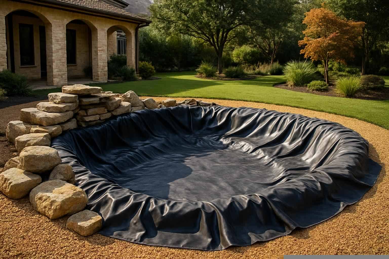 Ranch Pond Excavation In Marble Falls Texas 2 Pond Liner Prep in Marble Falls Texas