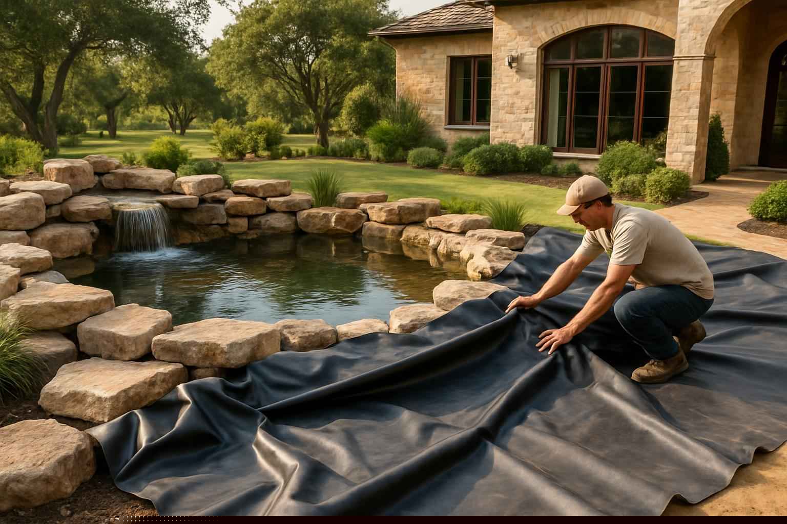 Ranch Pond Excavation In Medina Texas 2 Pond Liner Prep in Medina Texas