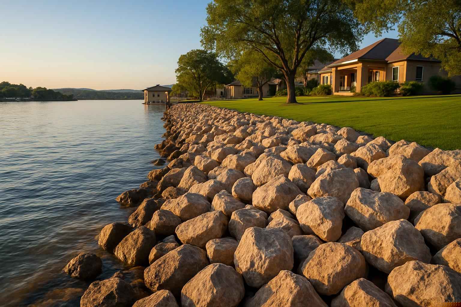 Erosion Control In Cottonwood Shores Texas 1 Riprap Rock In Cottonwood Shores Texas