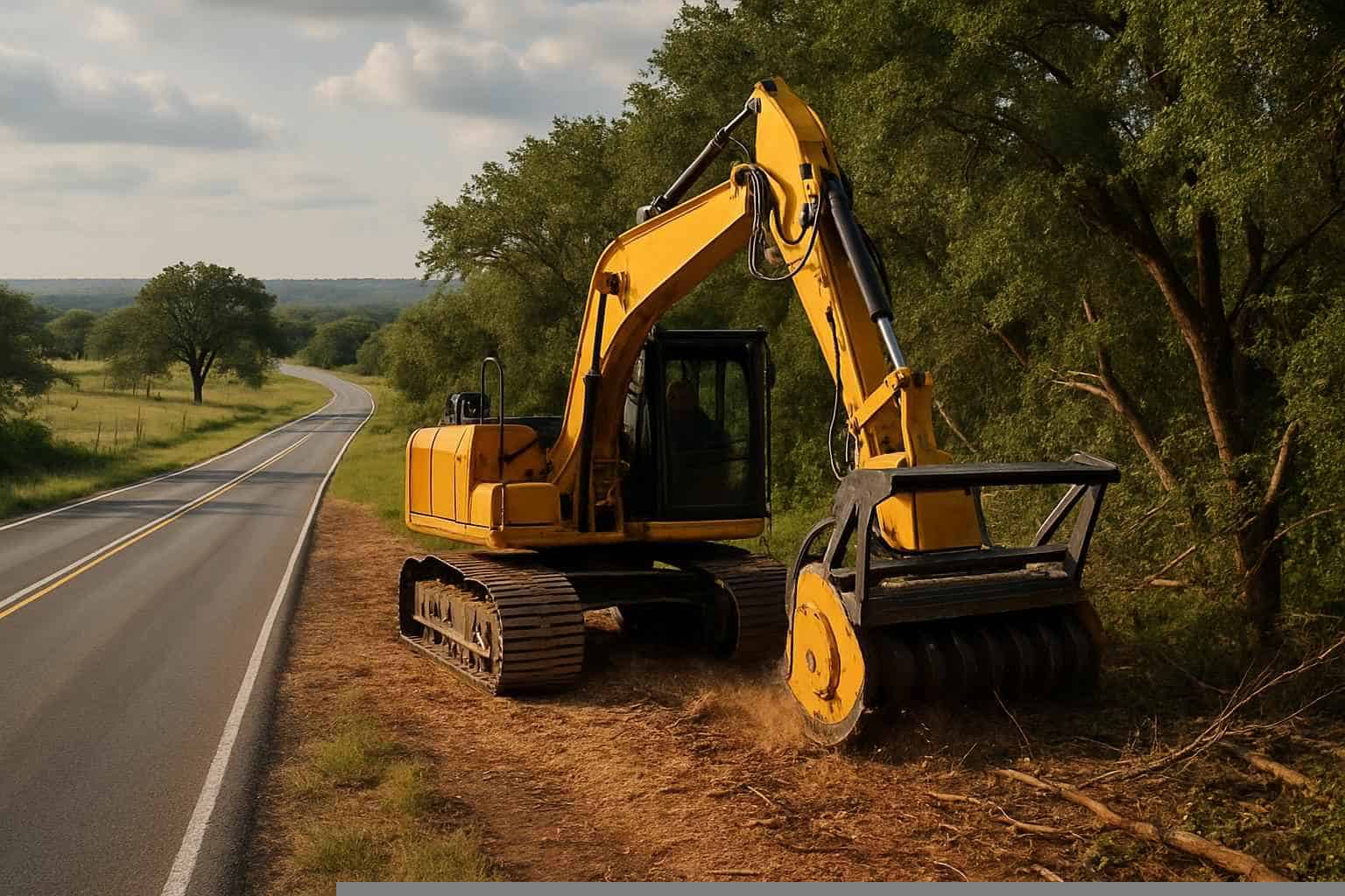 Right Of Way Clearing In Pontotoc Texas 2 Roadside ROW Clearing in Pontotoc Texas