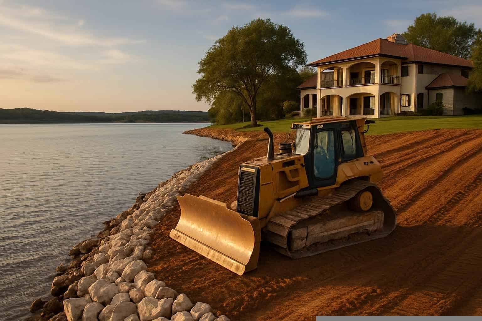 Ranch Pond Excavation In Burnet Texas 6 Shoreline Grading in Burnet Texas