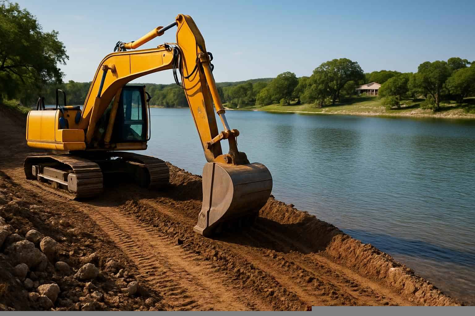 Ranch Pond Excavation In Fischer Texas 6 Shoreline Grading in Fischer Texas