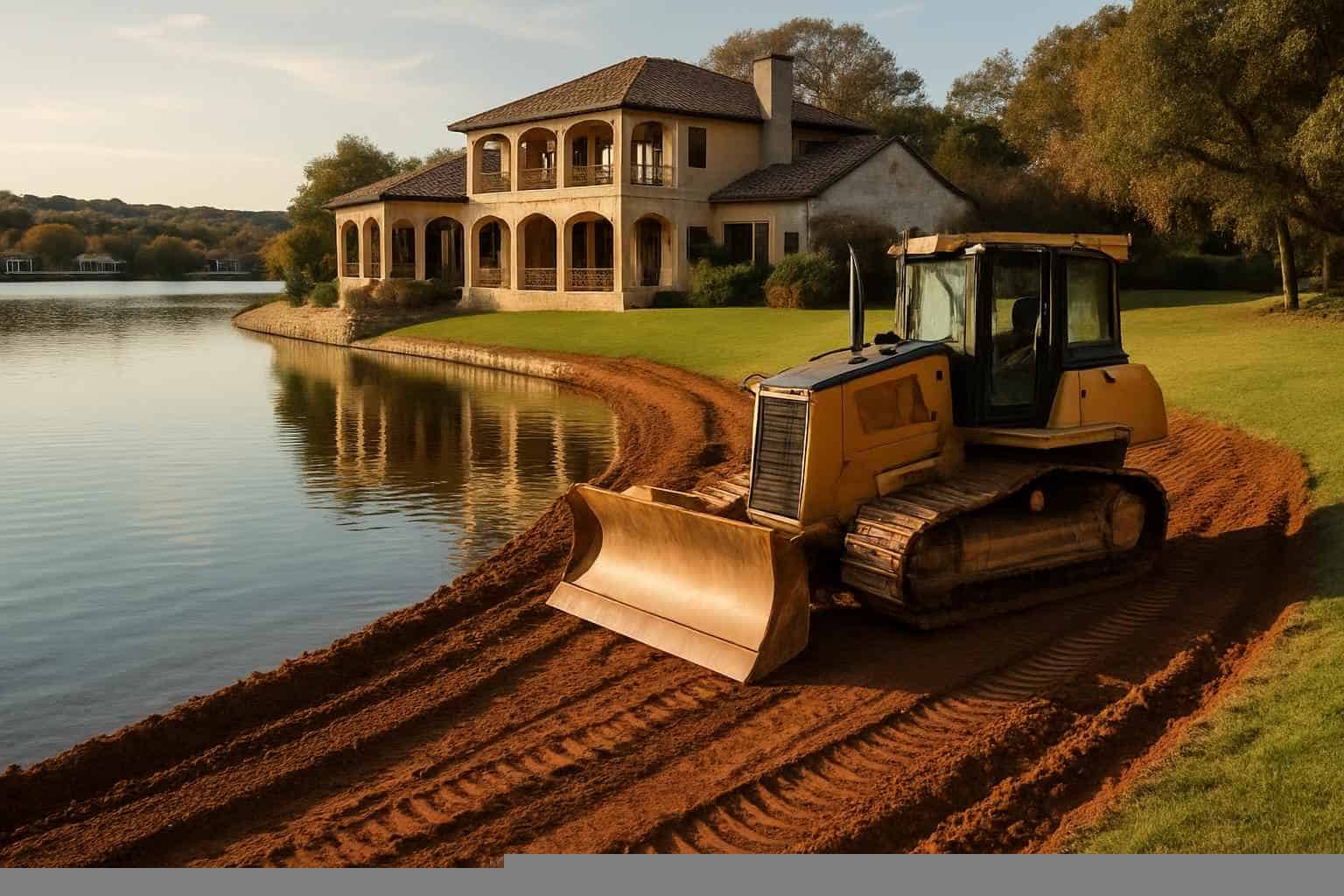 Ranch Pond Excavation In Marble Falls Texas 6 Shoreline Grading in Marble Falls Texas