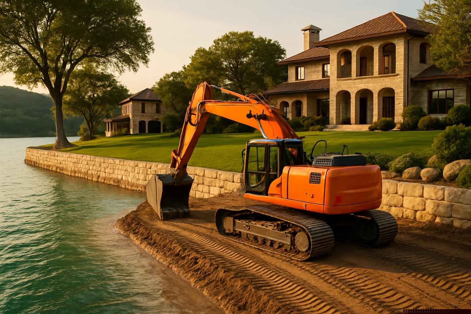 Ranch Pond Excavation In Medina Texas 6 Shoreline Grading in Medina Texas