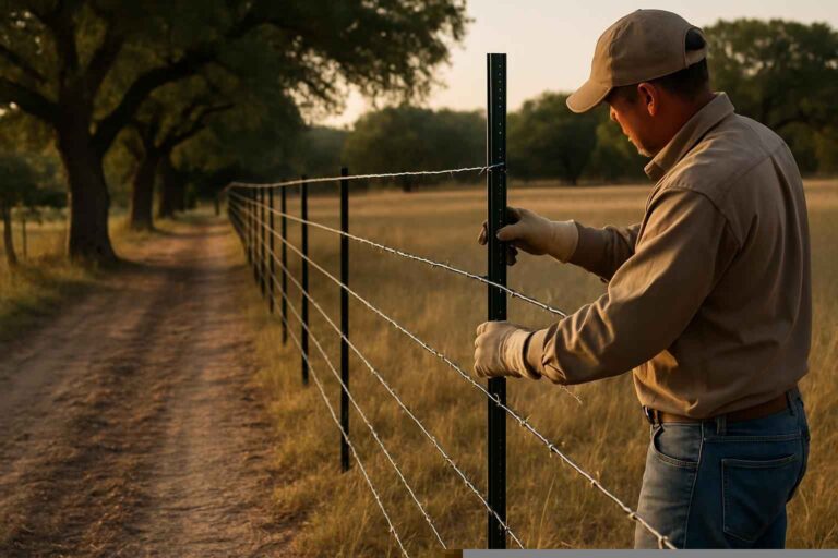 T Post Installation In Pipe Creek Texas