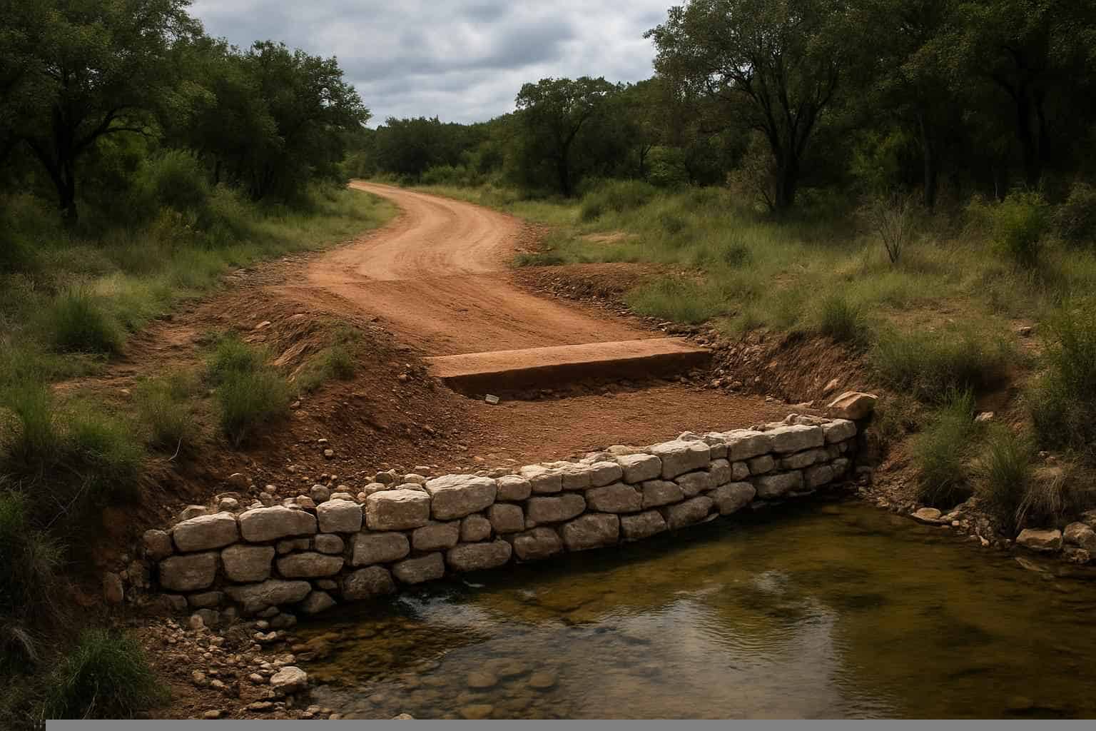 Erosion Control In Cottonwood Shores Texas 4 Water Bars And Check Dams In Cottonwood Shores Texas