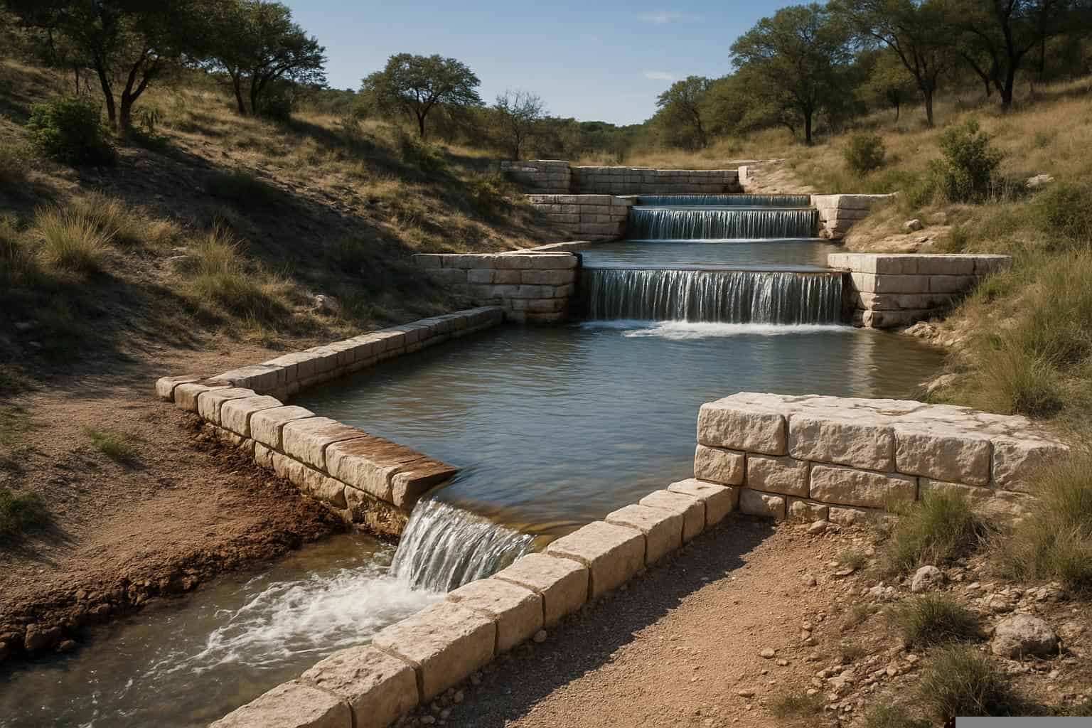 Water Bars and Check Dams in Marble Falls Texas